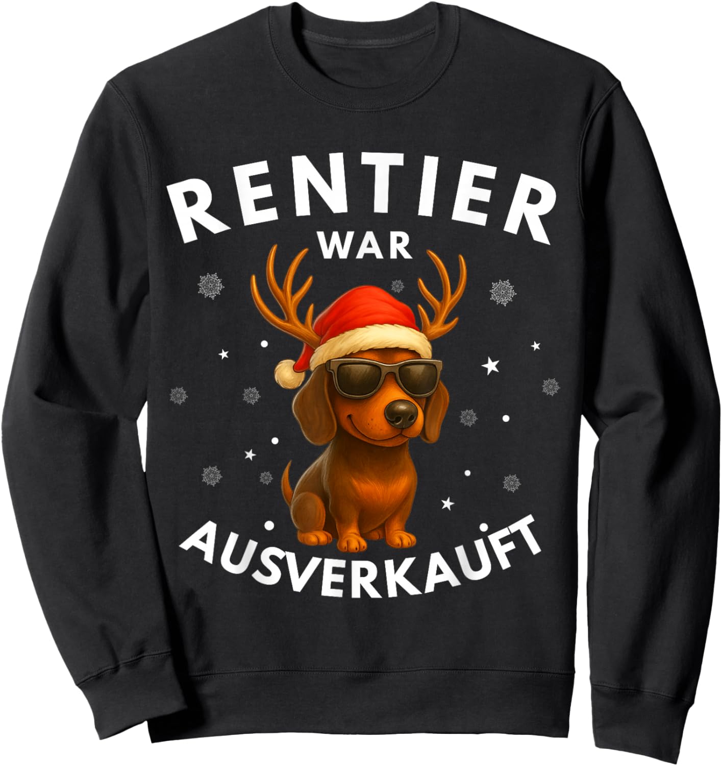 Reindeer War Ausverkauft Dachshund Christmas Funny Sweatshirt - Sweatshirt | Black