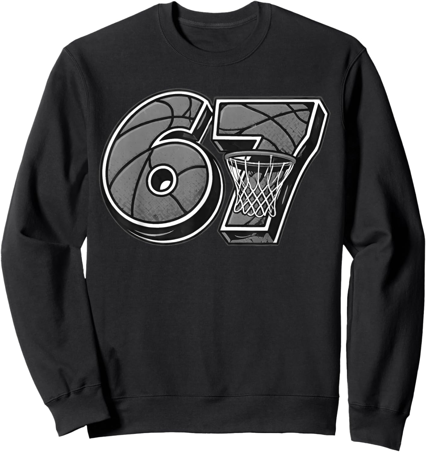 Meme Basket Six Seven 6-7 Noir Blanc drôle Sweatshirt - Sweatshirt | Black