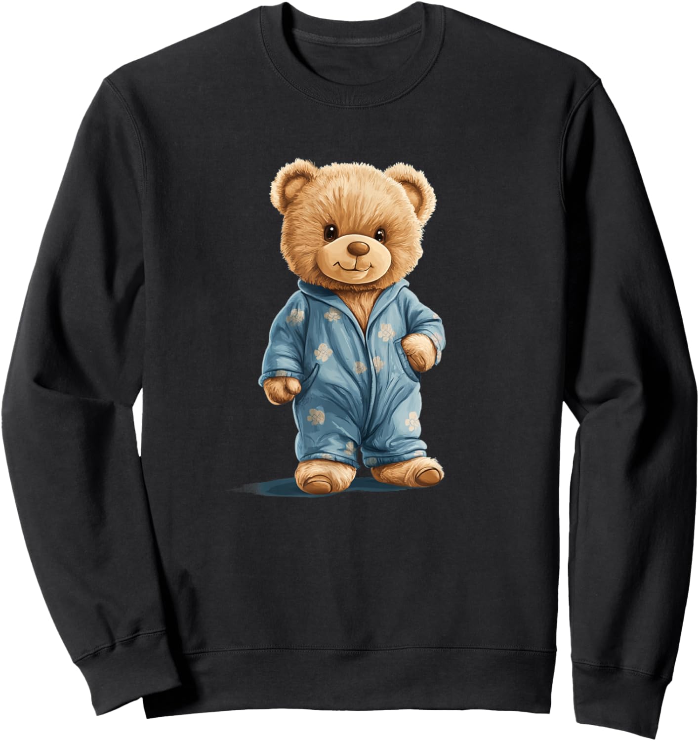 Sleepy Teddy Bear in Comfy Pajamas for Boys and Girls Sweatshirt - Sweatshirt | Black