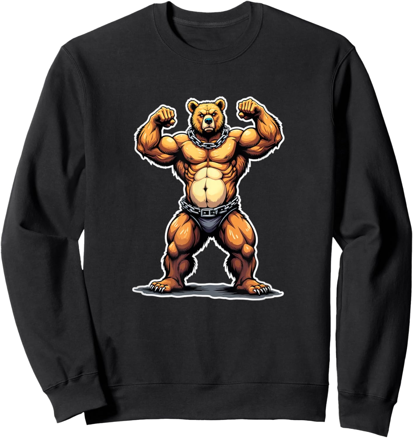 I Love Muscle Bear Funny Gay Daddy Leather Pride Vintage Sweatshirt - Sweatshirt | Black