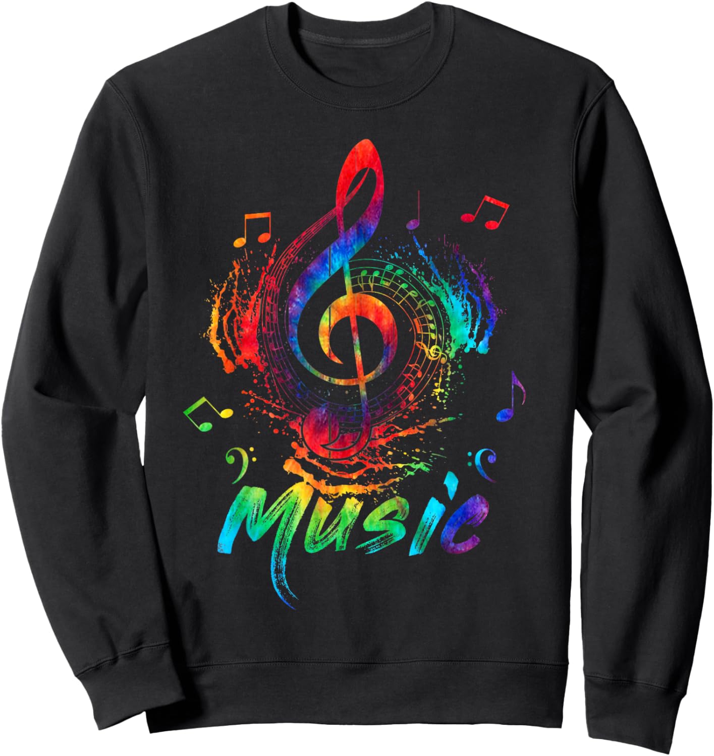 Tie Dye Music Treble Clef Musical Instrument Note Gifts Sweatshirt - Sweatshirt | Black