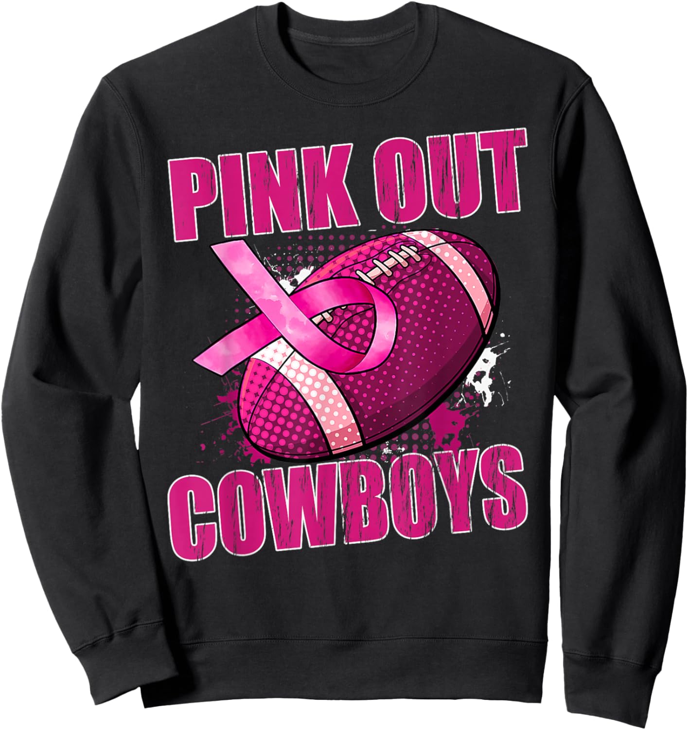 Cowboys Pink Out Football Tackle Breast Cancer Sweatshirt - Sweatshirt | Black