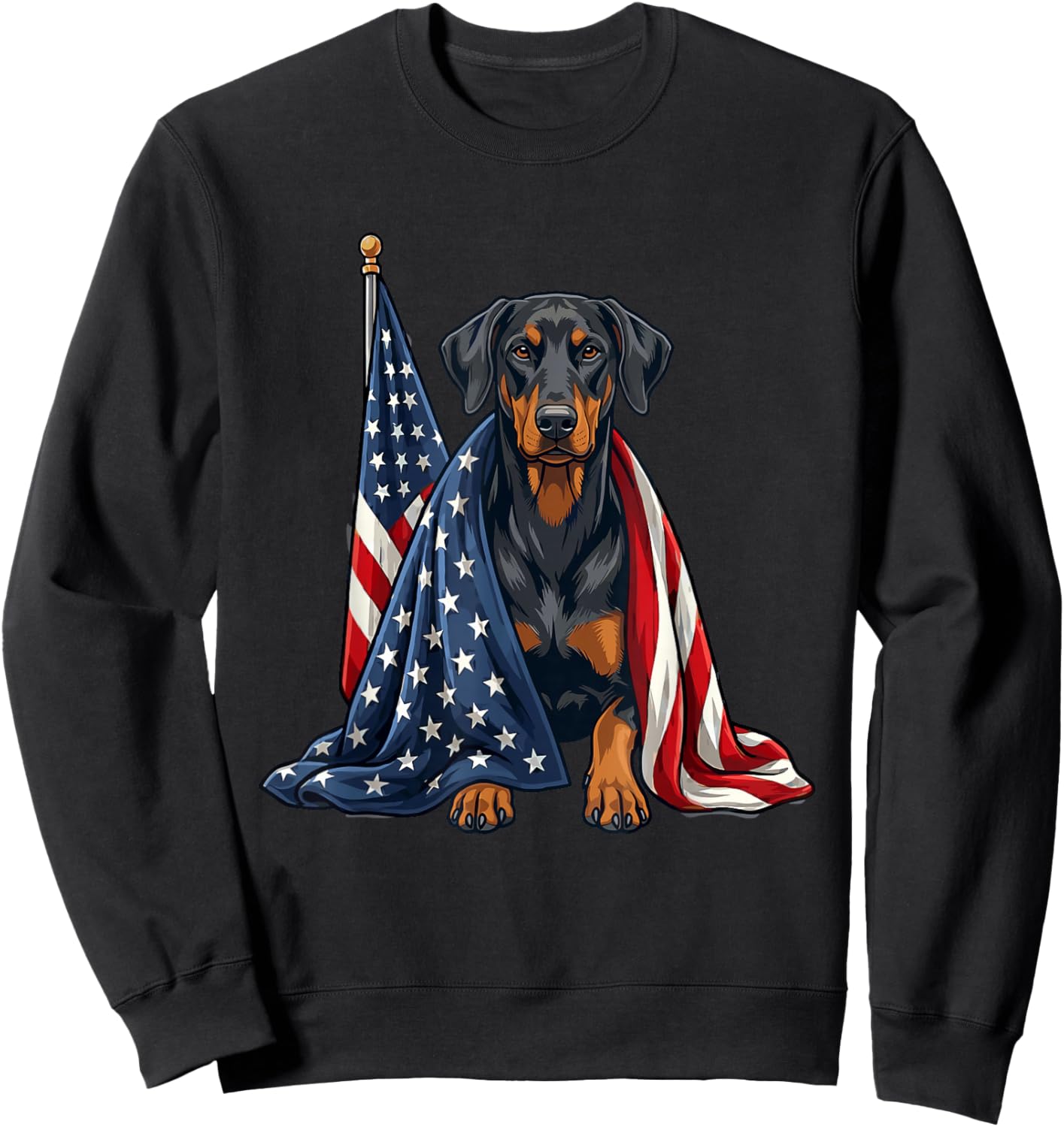 Patriotic Doberman 4th of July Dog USA Flag Sweatshirt - Sweatshirt | Black