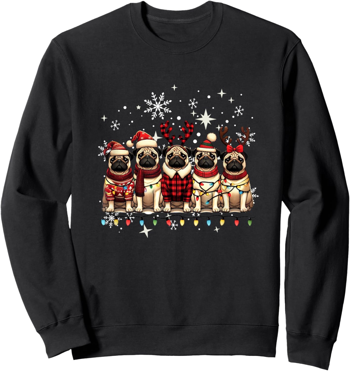 Pug Christmas Pugs Xmas Pug Lover Sweatshirt - Sweatshirt | Black