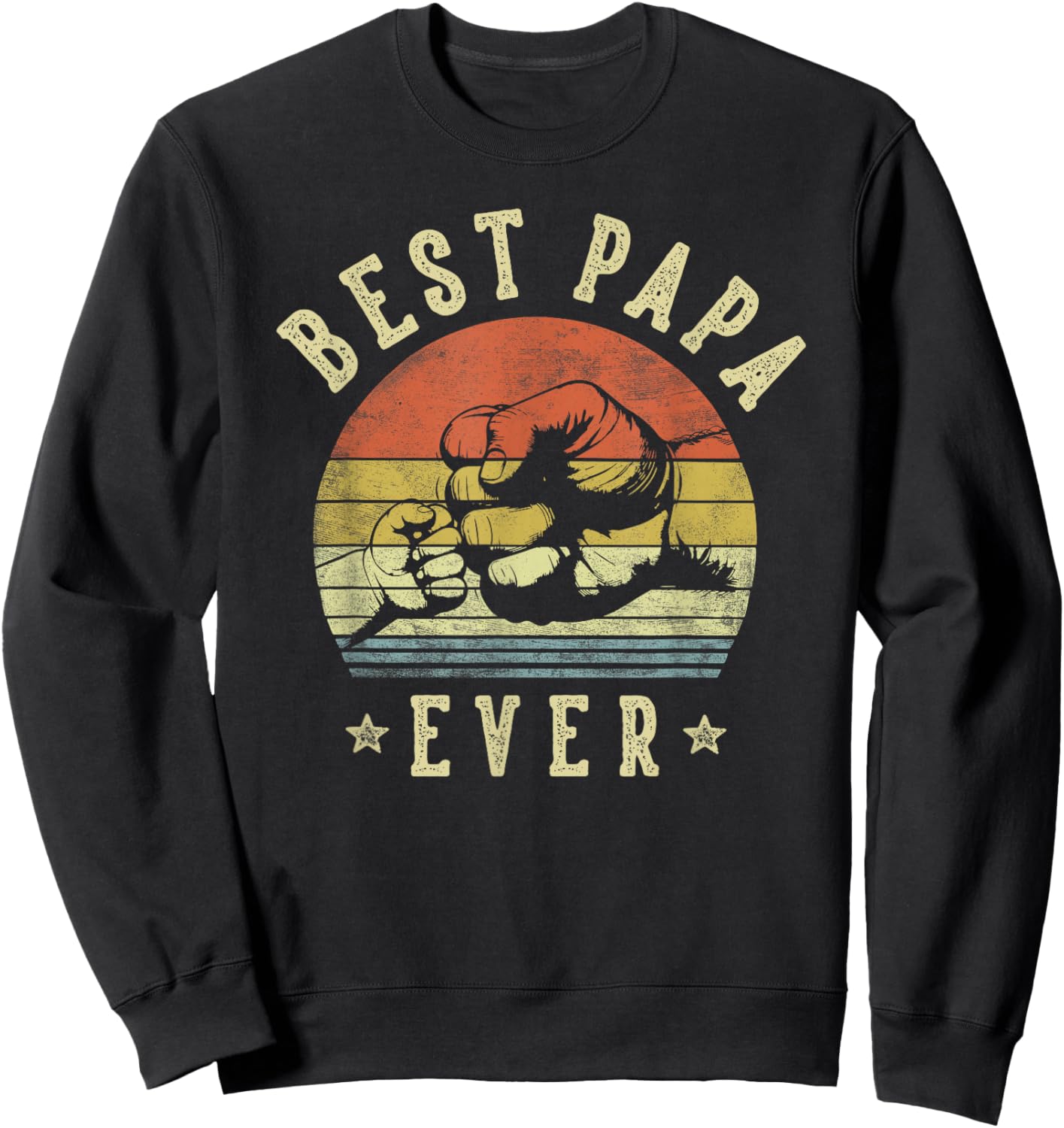 Best Papa Ever - Retro Fist Bump Vintage Design Papa Sweatshirt - Sweatshirt | Black