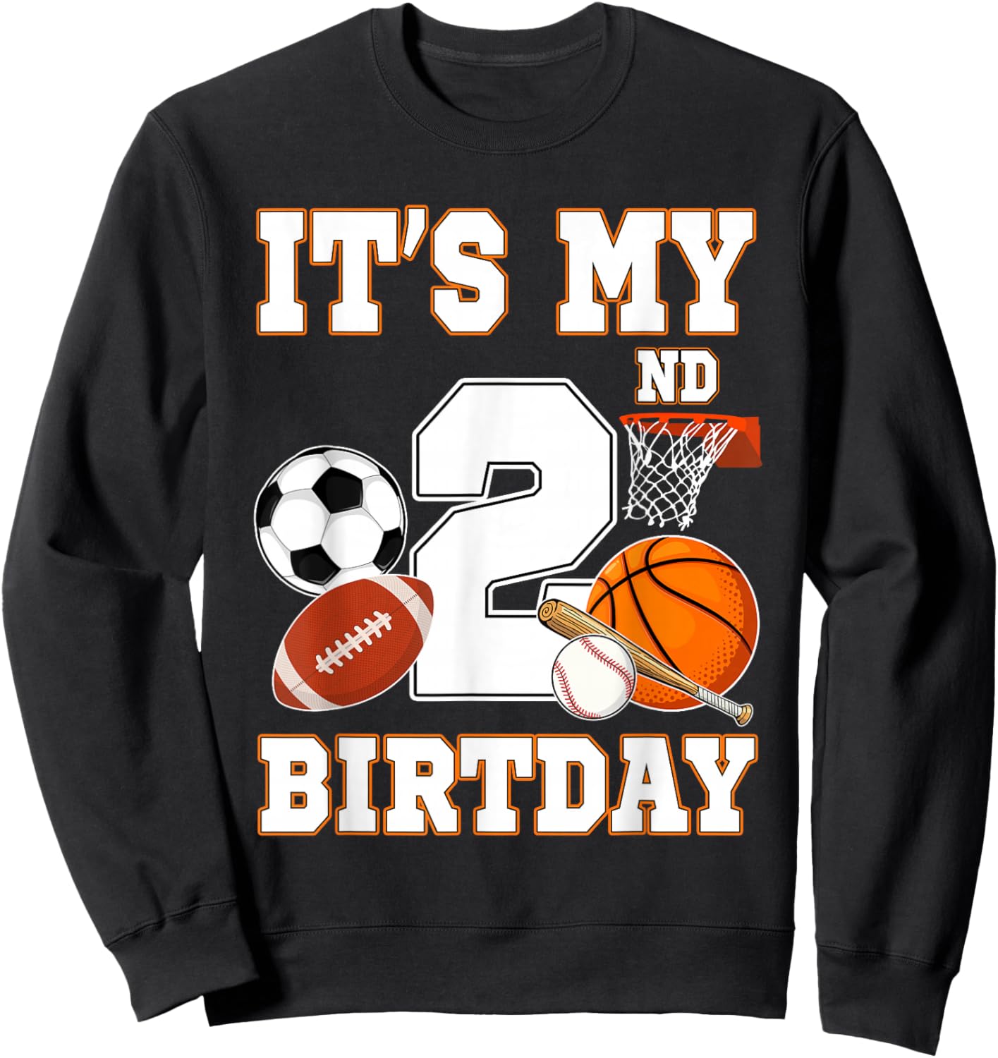 It's my 2nd Birthday Sport Balls 2 Year Old Kids Party Sweatshirt - Sweatshirt | Black