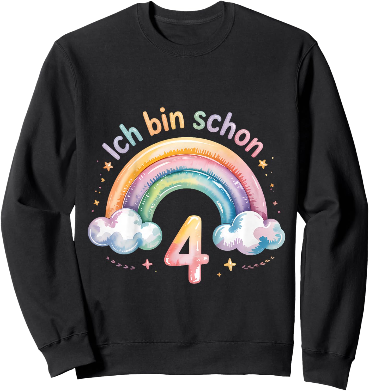 Ich Bin Schon 4 Regenbogen Geburtstag Sweatshirt - Sweatshirt | Black