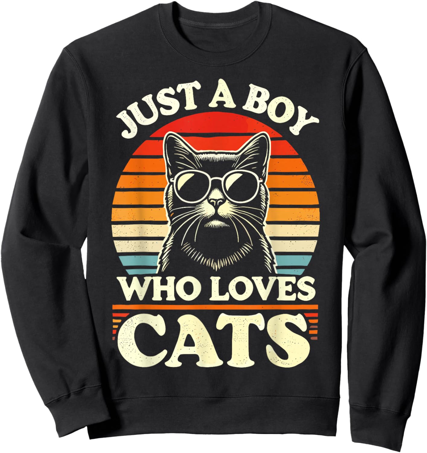 Cat Lover Just A Boy Who Loves Cats Sweatshirt - Sweatshirt | Black
