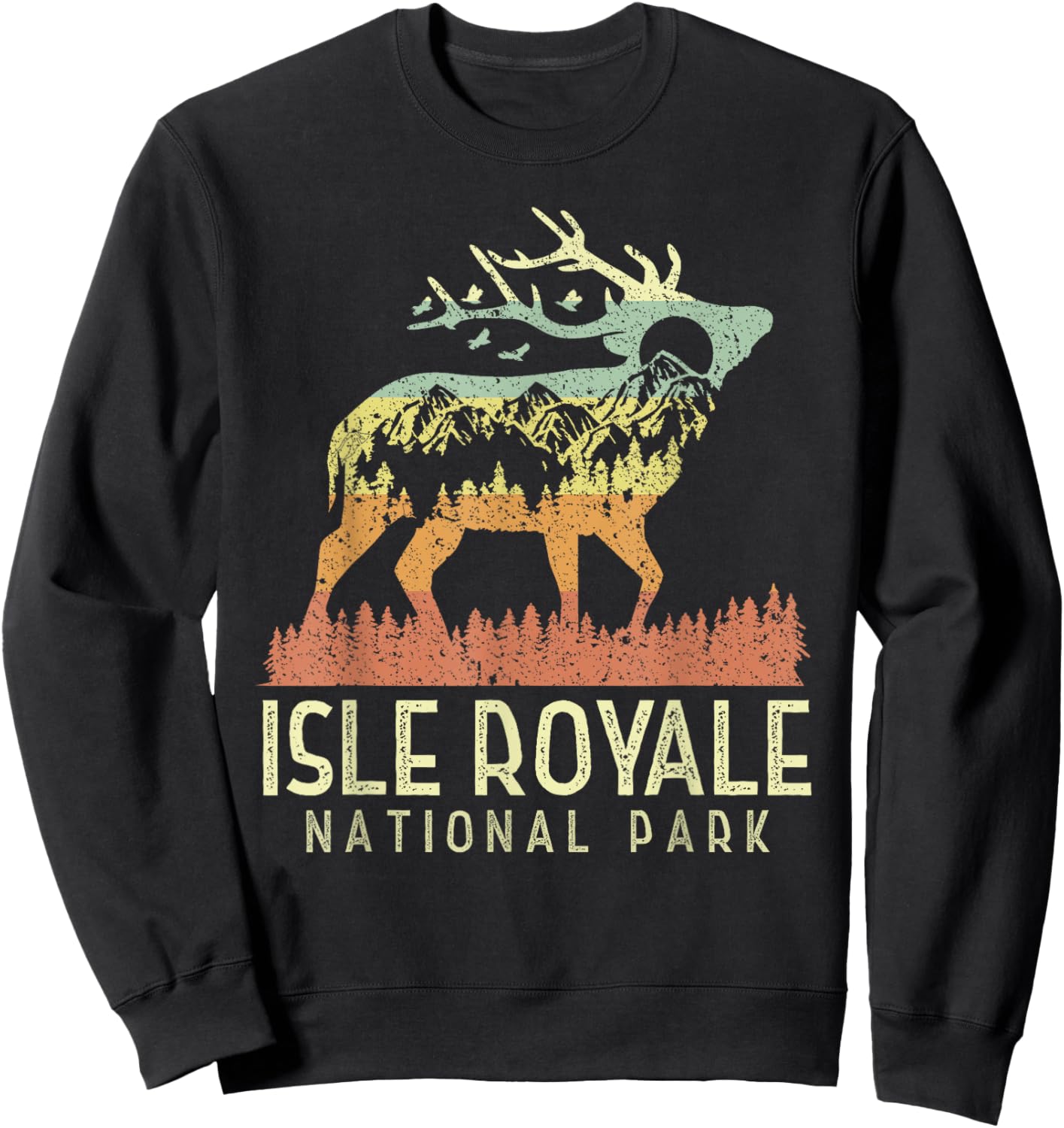 Isle Royale - US National Park Vintage Men Women Kids Retro Sweatshirt - Sweatshirt | Black