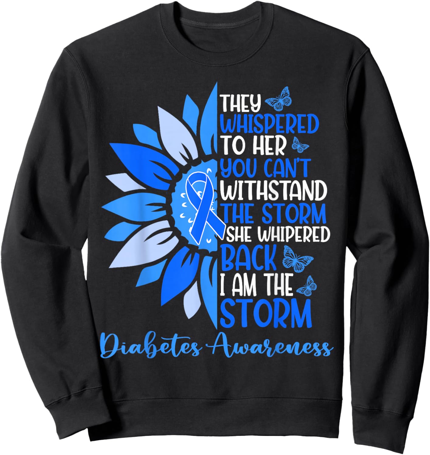 Motivation Support Squad Sunflower Blue Diabetes Awareness Sweatshirt - Sweatshirt | Black