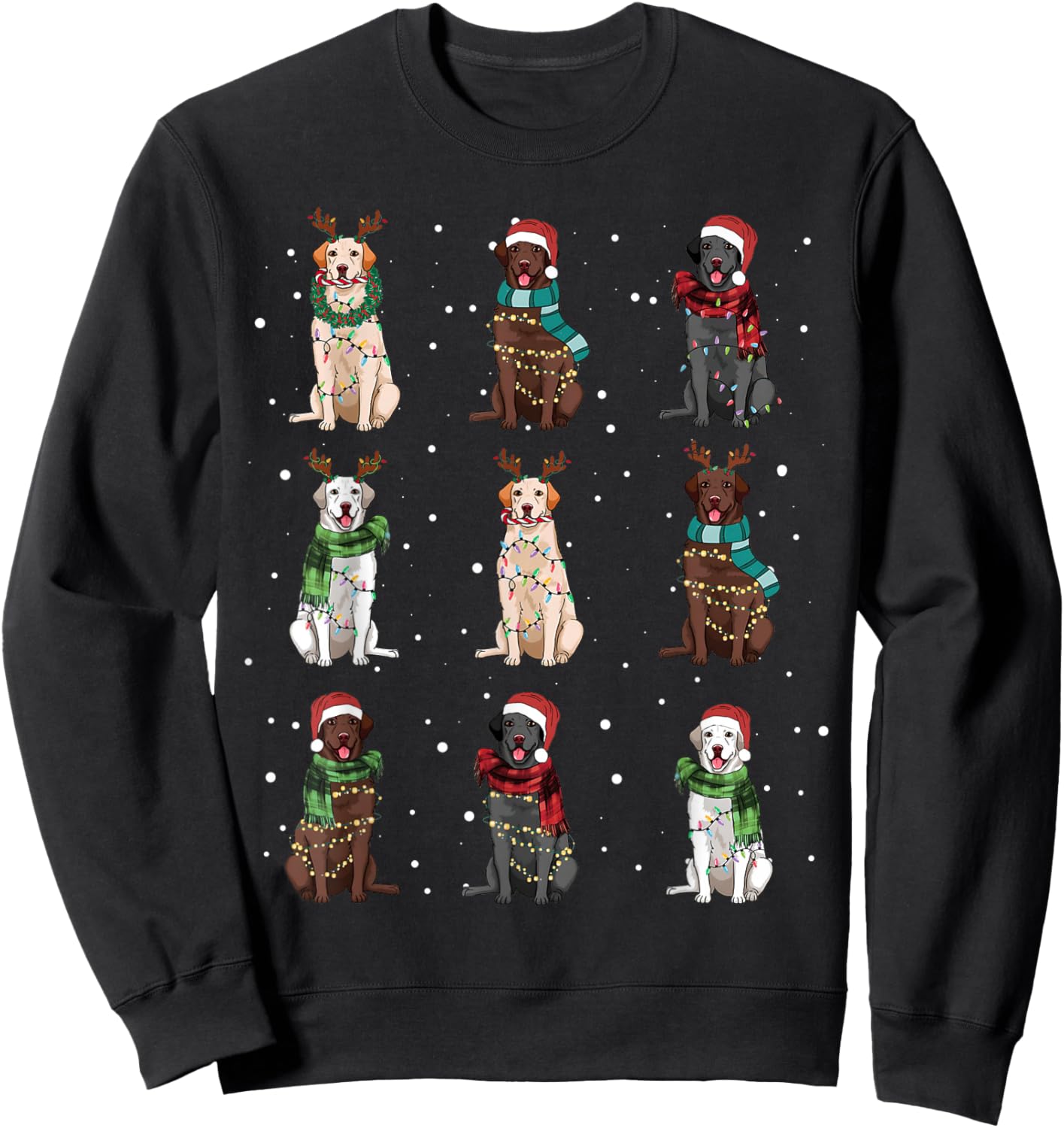 Christmas Lights Labrador Dog Lover Funny Xmas Dogs PJ Gifts Sweatshirt - Sweatshirt | Black