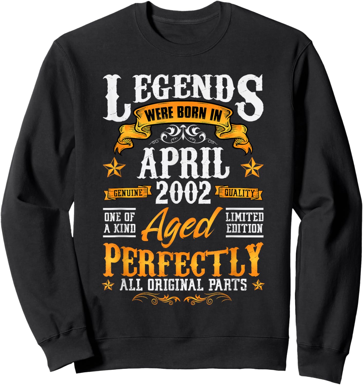 24rd Birthday Vintage Legends Born in 2002 24 Years April Sweatshirt - Sweatshirt | Black