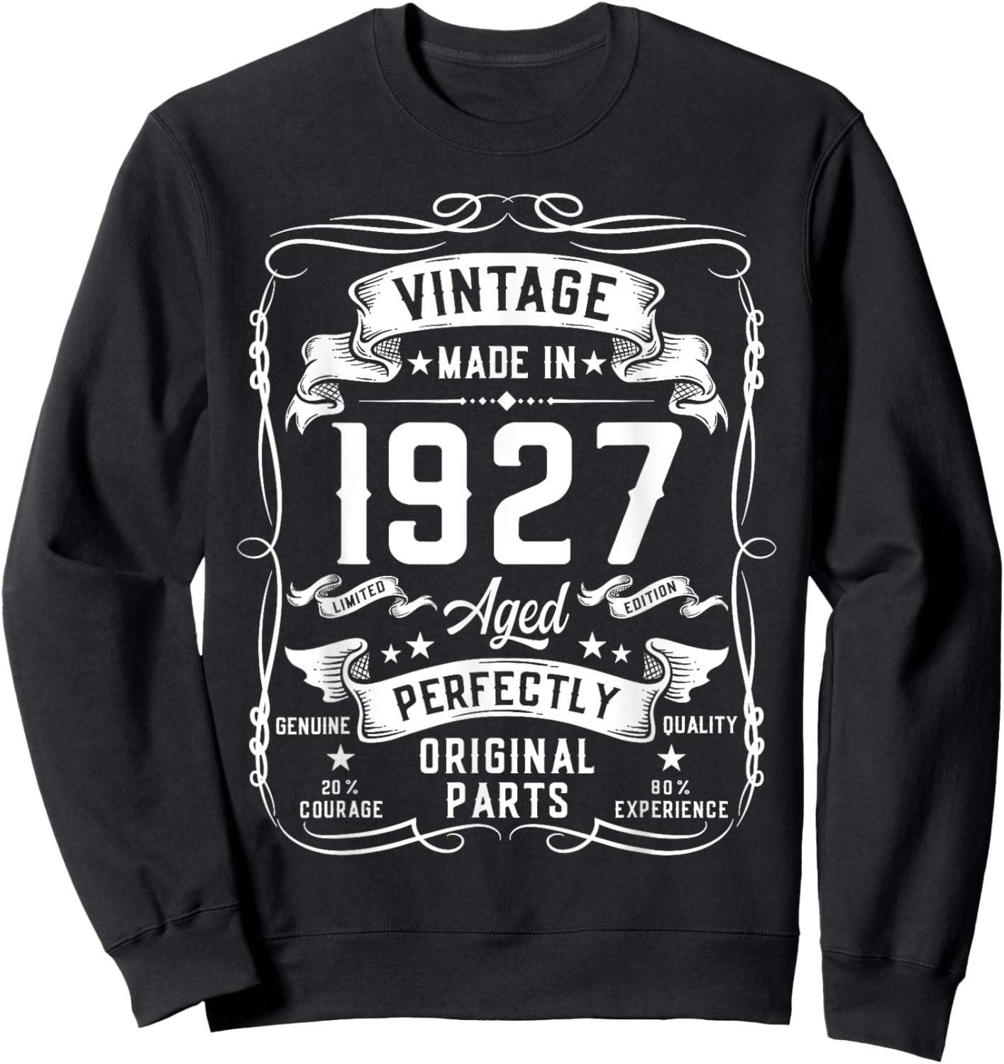 Vintage 1927 99yr 99th Birthday Gifts 99 Years Old Sweatshirt - Sweatshirt | Black