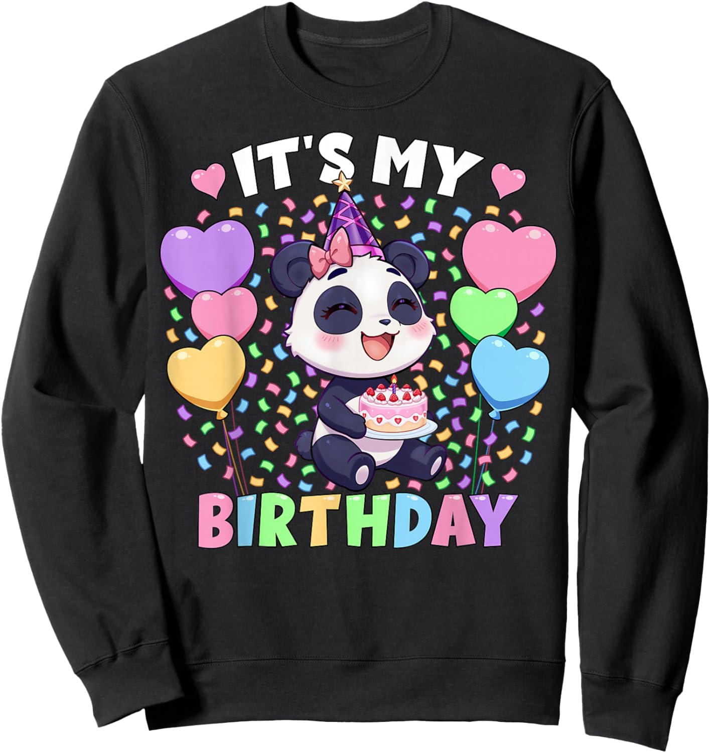 Girls Panda Birthday Shirt | It's My Birthday Panda Sweatshirt - Sweatshirt | Black