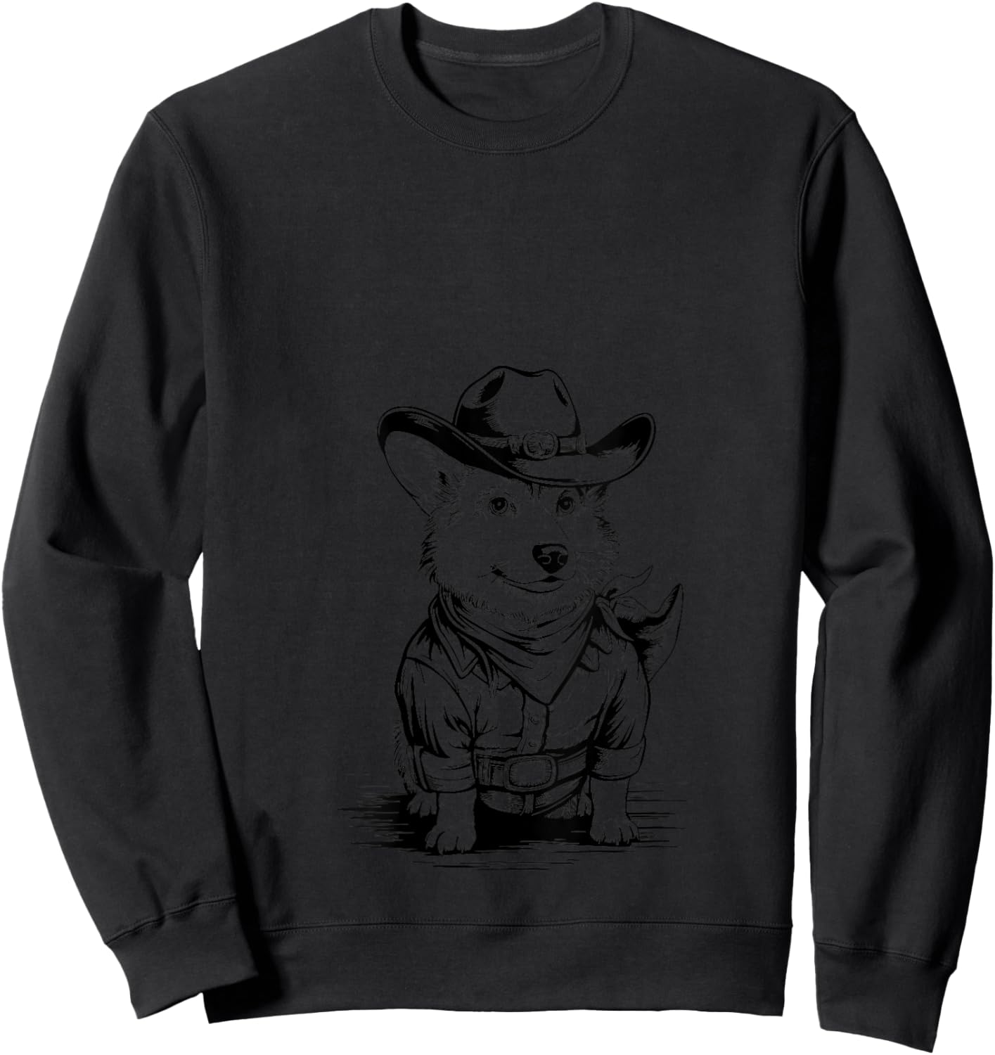 Funny Corgi Cowboy Western Corgi Lover Country Corgi V-Neck Sweatshirt - Sweatshirt | Black