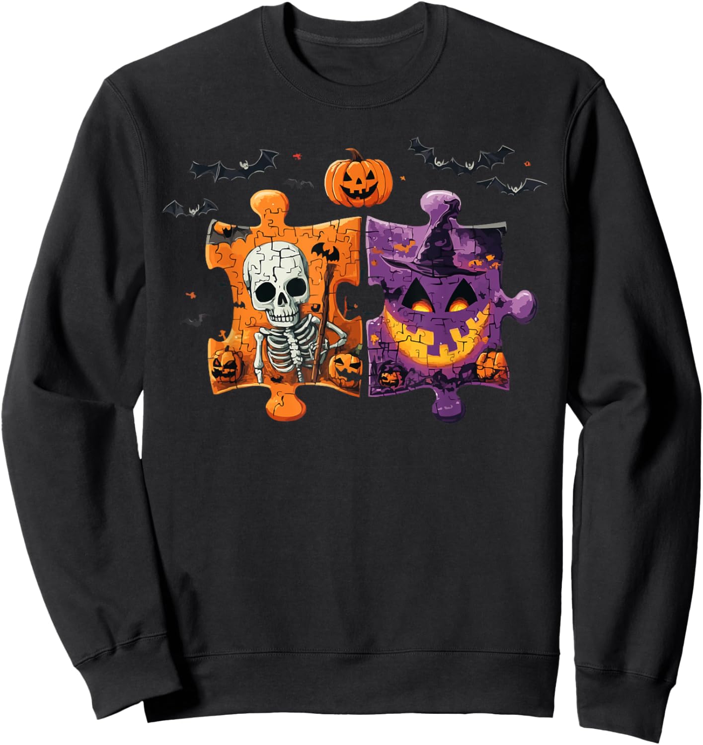Support Autism Halloween Spooky Autistic Trick Or Treat Sweatshirt - Sweatshirt | Black