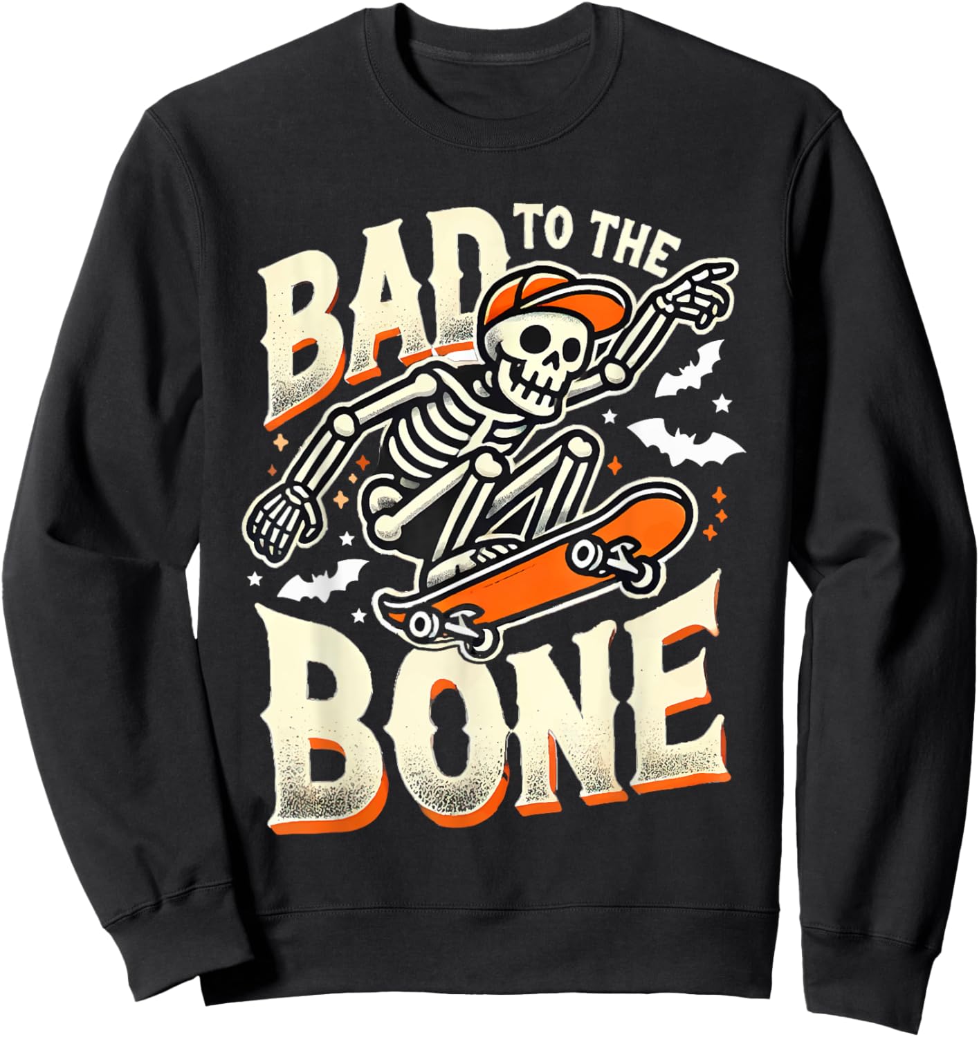 Bad To The Bone Skate Skateboard Shirt Youth Boys Girls Sweatshirt - Sweatshirt | Black