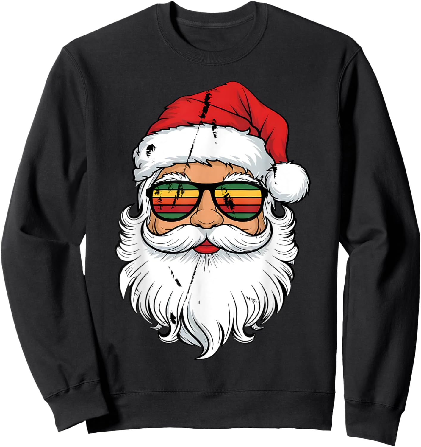 Santa Face Retro Sunglasses Christmas Men Boys Xmas Santa Sweatshirt - Sweatshirt | Black