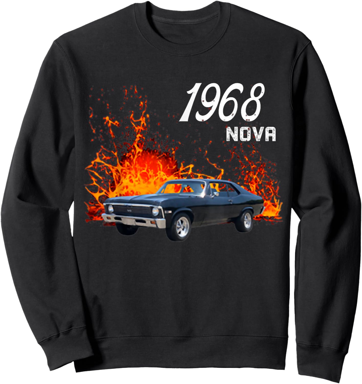 1968 68 Chevys Nova 2 Classic Car Old School Muscle Car Sweatshirt - Sweatshirt | Black