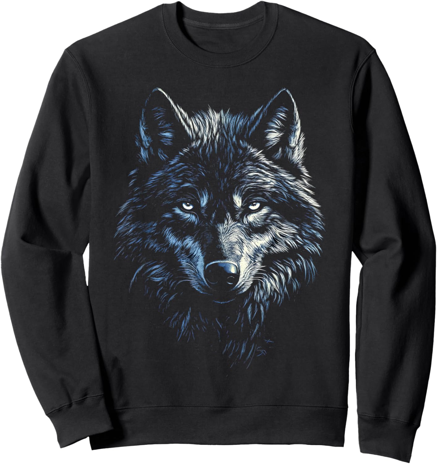 Timber Wolf Face Portrait Distressed Graphic Art Lover Gifts Sweatshirt - Sweatshirt | Black