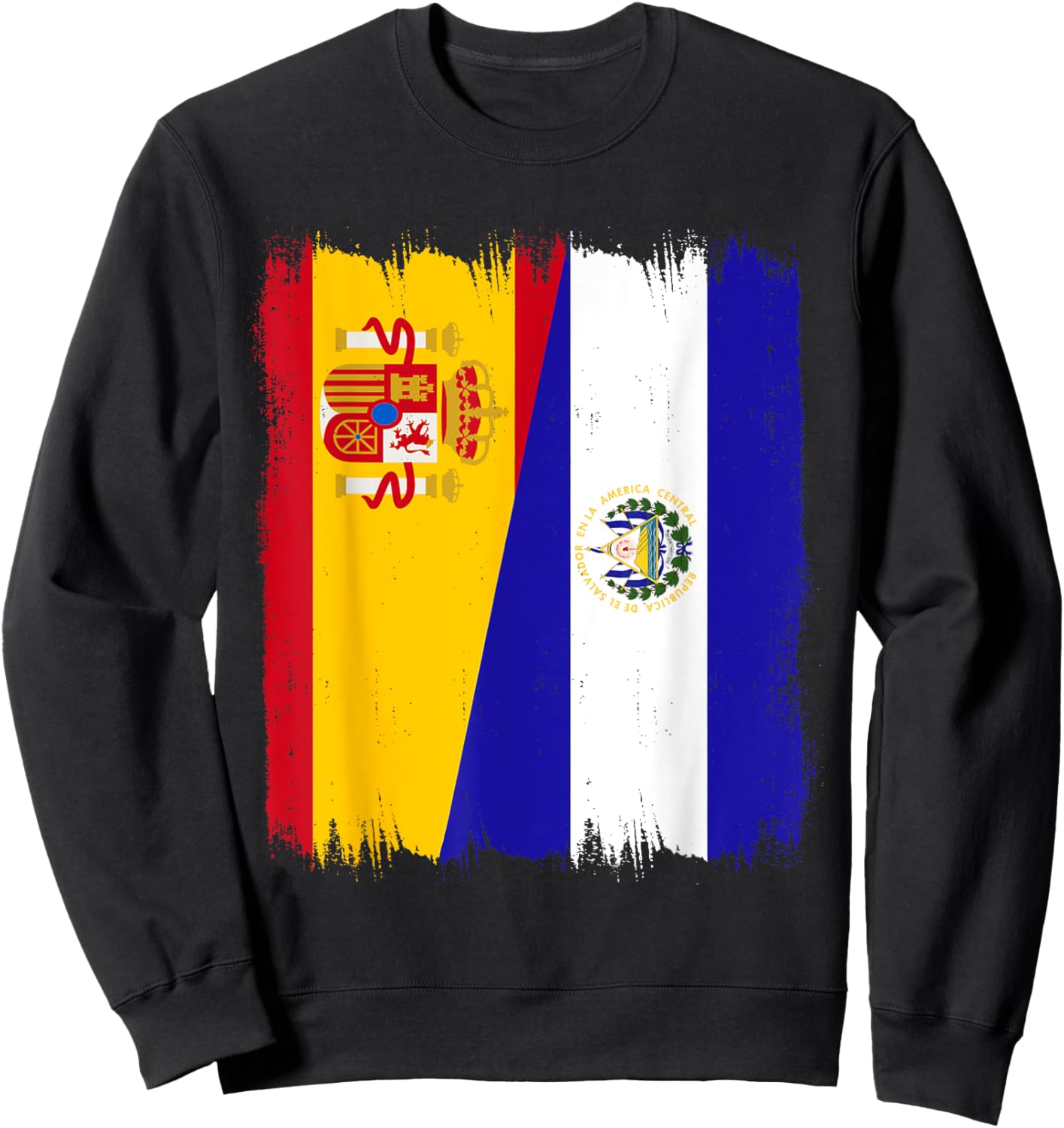 Spain El Salvador Flag Spanish Salvadorian Roots Sweatshirt - Sweatshirt | Black