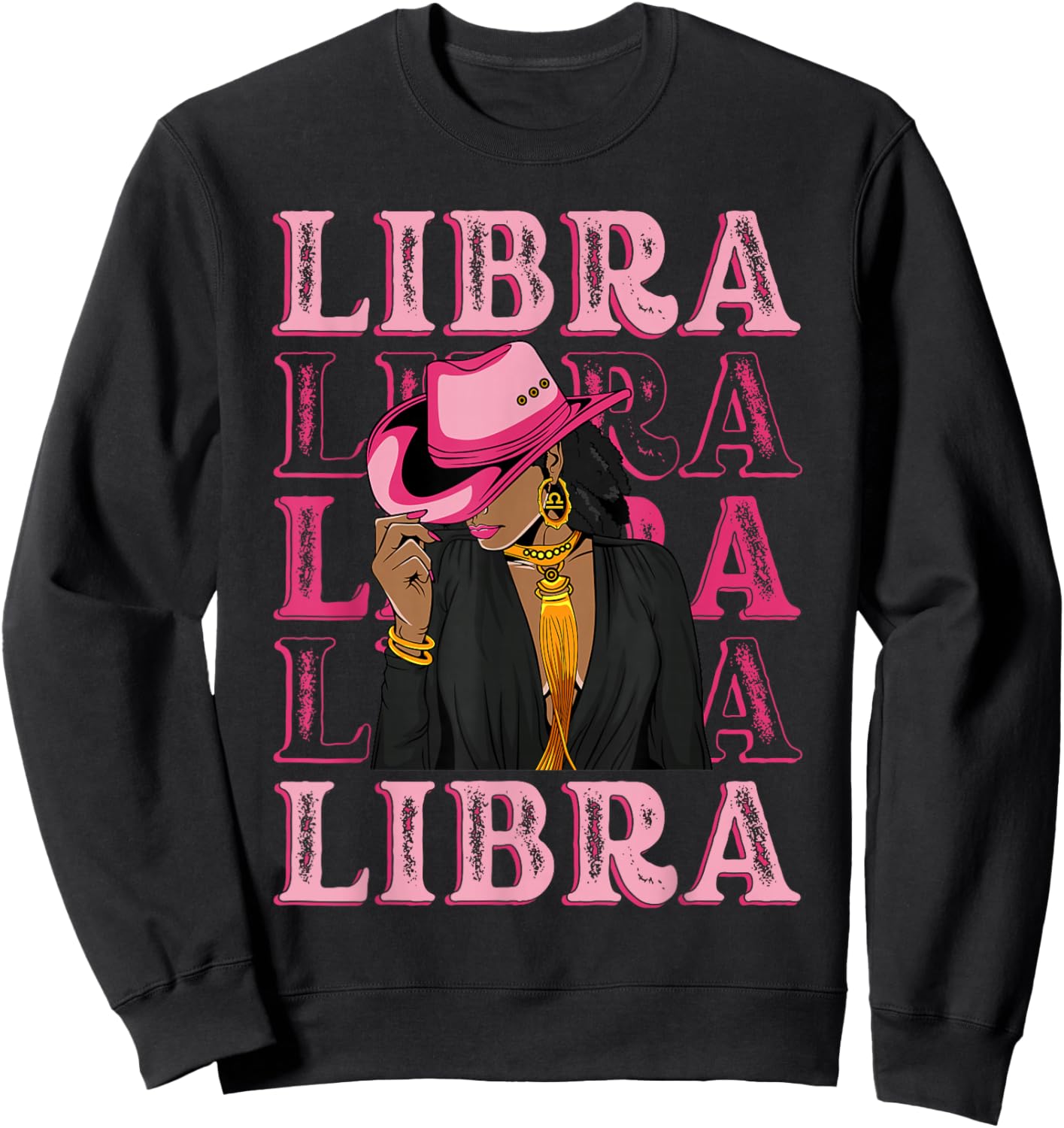 Libra Western Black Cowgirl African American Zodiac Sweatshirt - Sweatshirt | Black