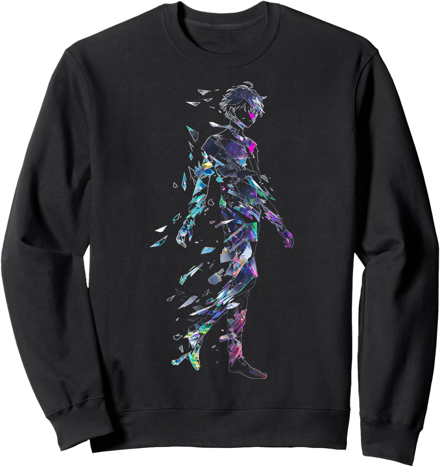 Anime Manga Motif Abstract Art Anime Sweatshirt - Sweatshirt | Black