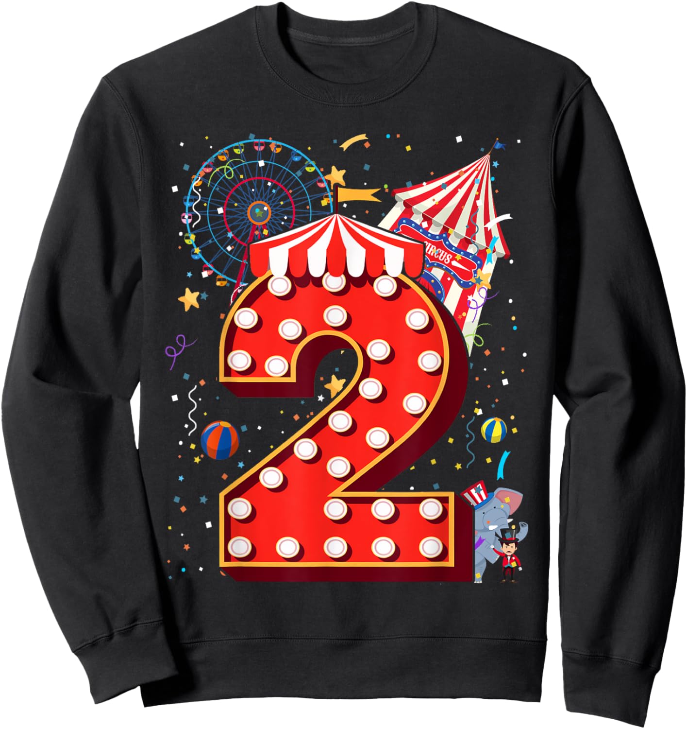 2 Year Old Circus Top Birthday Carnival 2nd Party Toddler Sweatshirt - Sweatshirt | Black