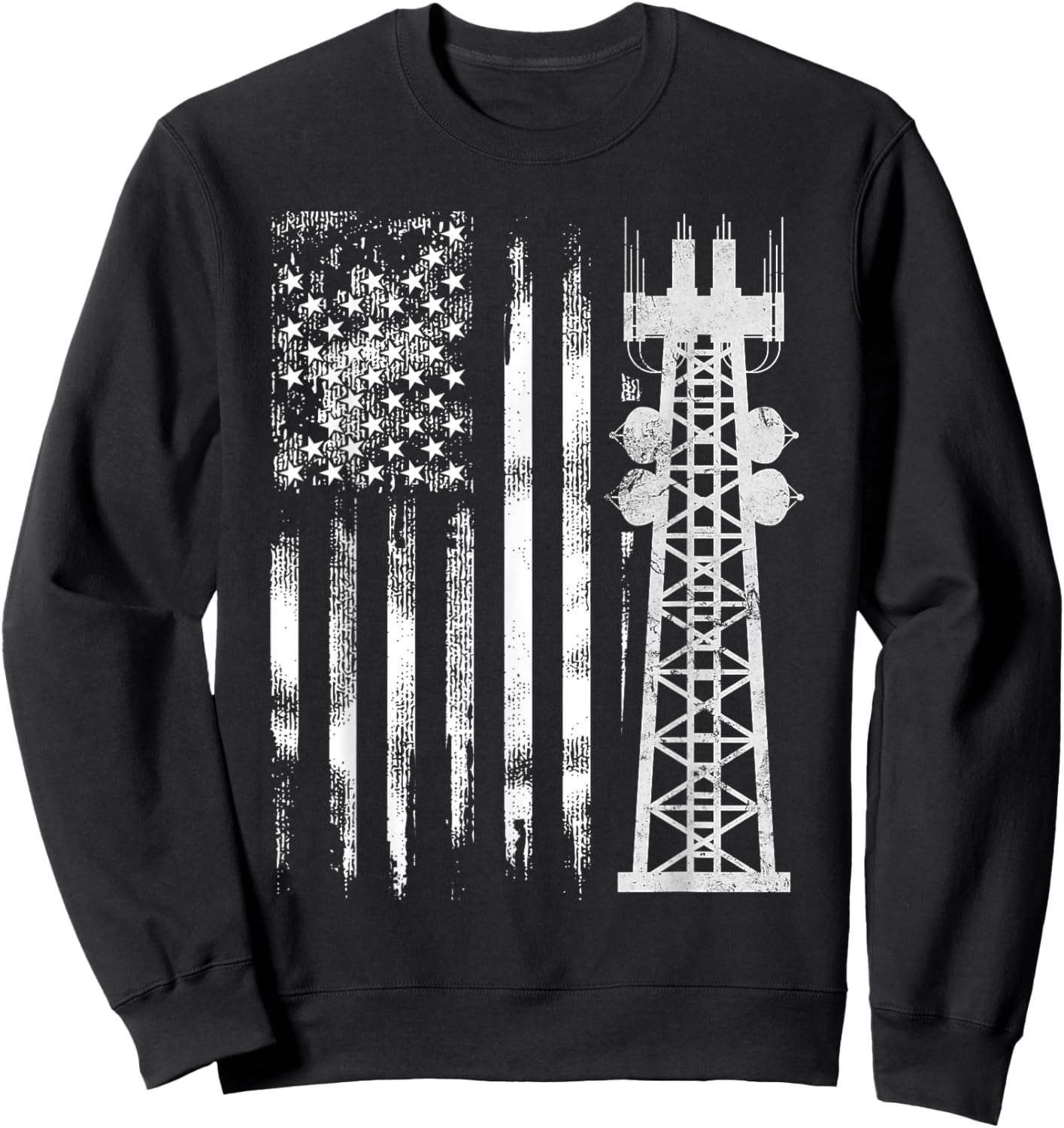 Patriotic Tower Climber Transmissionservie Climbing Sweatshirt - Sweatshirt | Black