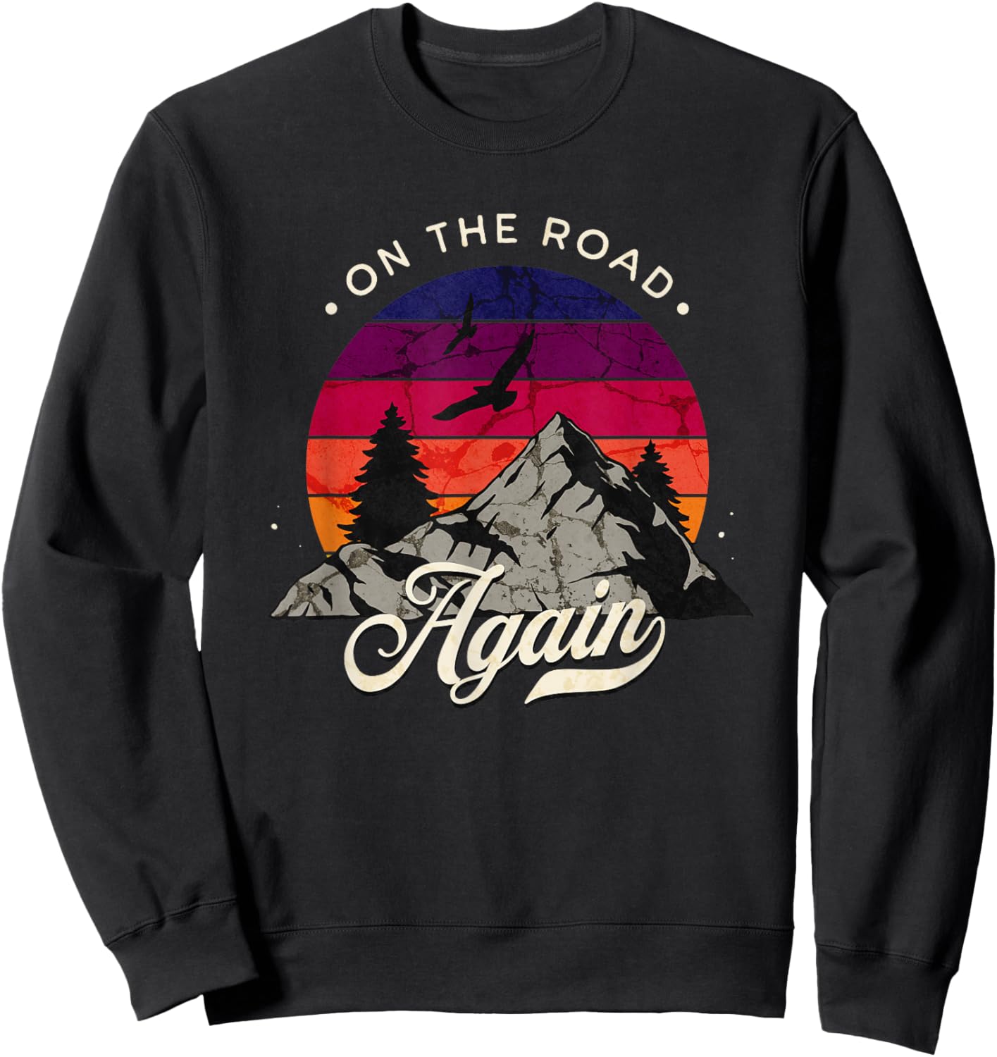 On The Road Again - Vintage Wilderness Adventure Design Sweatshirt - Sweatshirt | Black