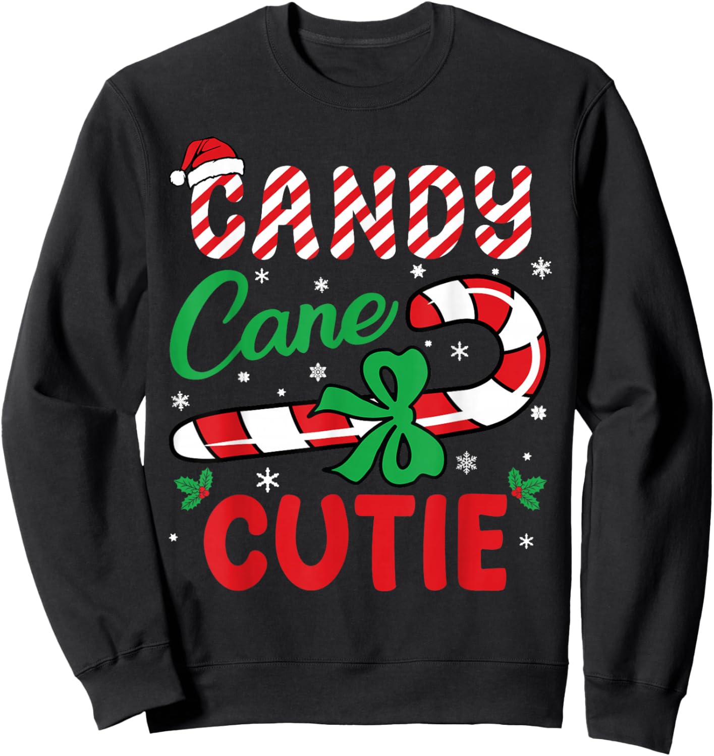 Candy Cane Cutie Funny Christmas Holiday Boys Toddlers Kids Sweatshirt - Sweatshirt | Black