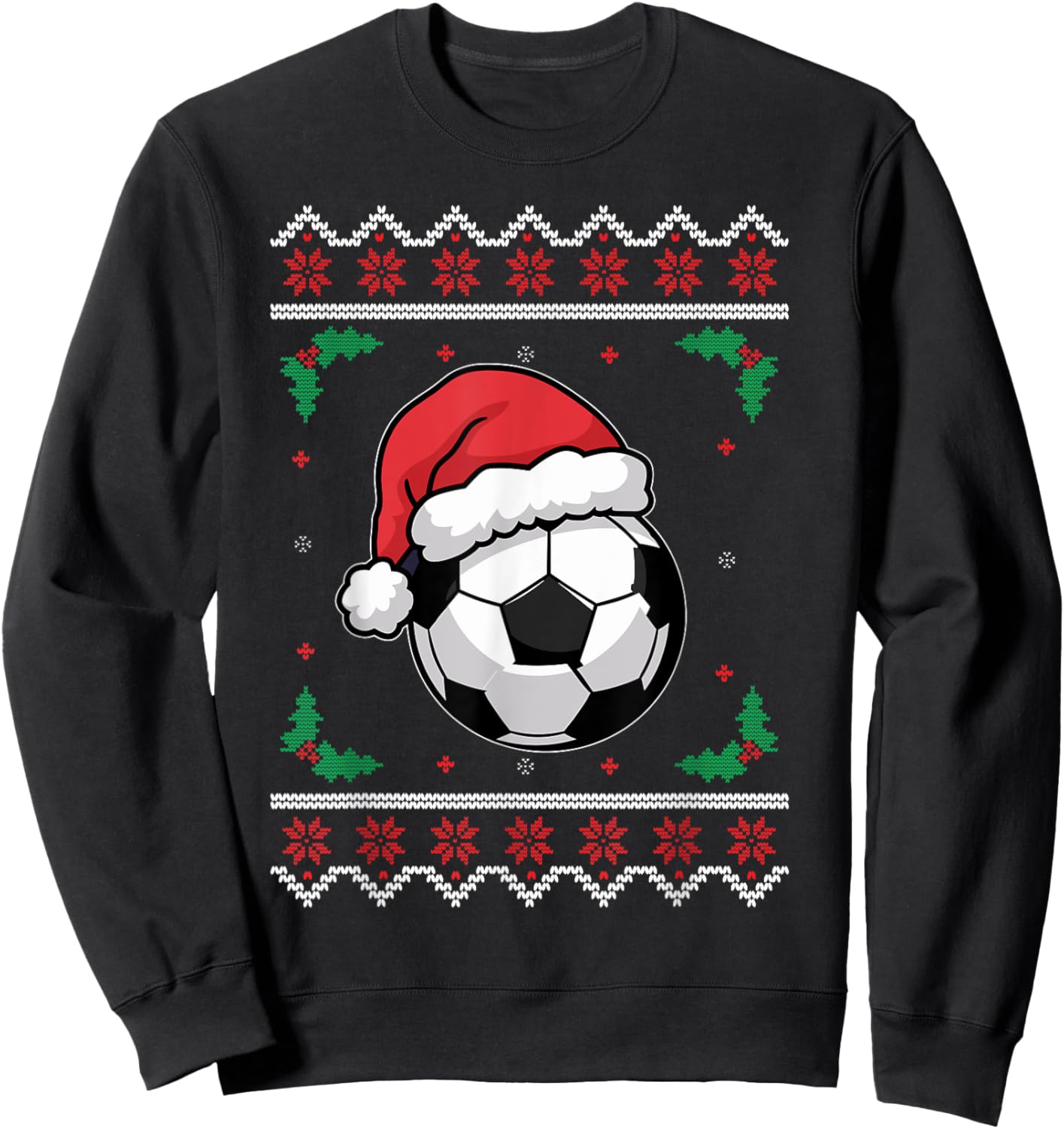 Christmas Santa Football Xmas Ugly Soccer Boys Kid Youth Sweatshirt - Sweatshirt | Black