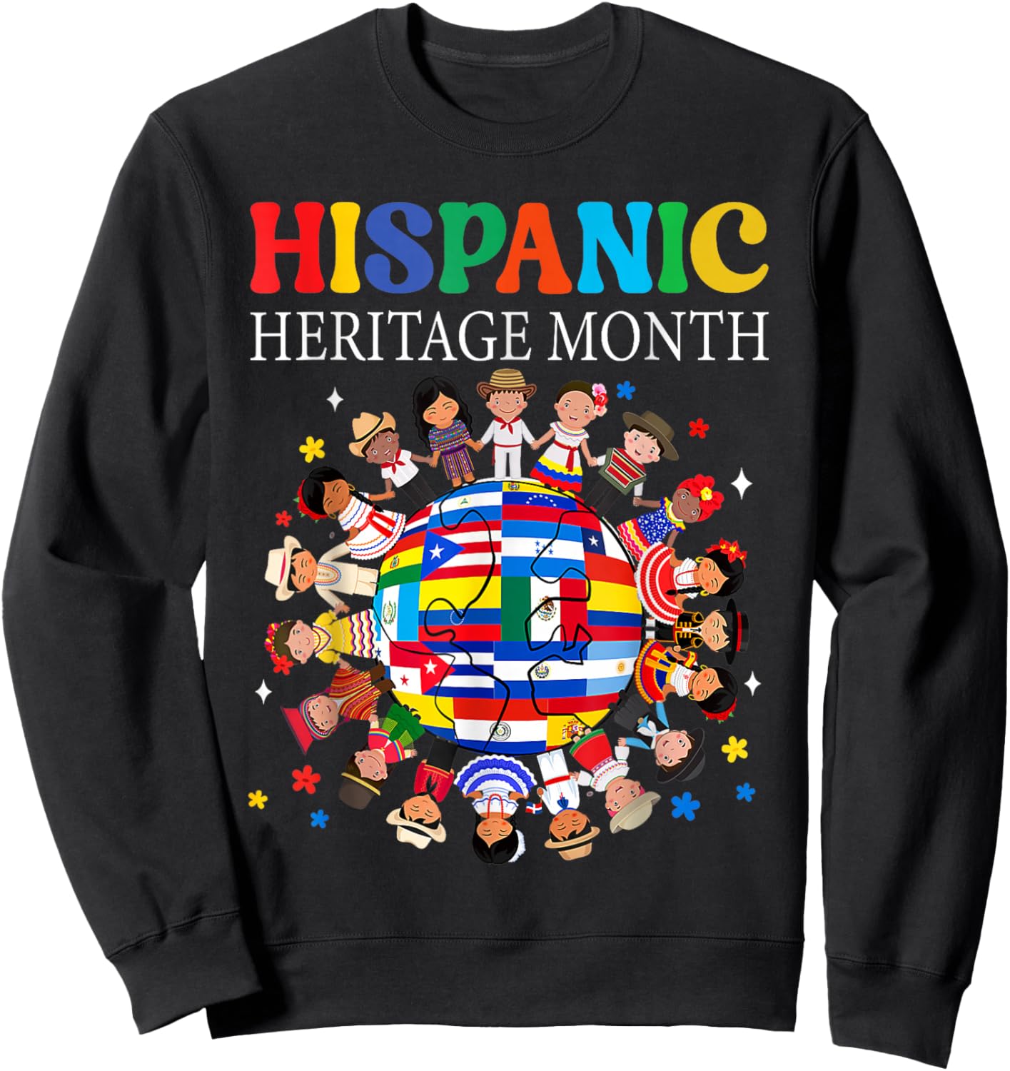 Hispanic Heritage Month Latino Puerto Rico Boys Girls Kids Sweatshirt - Sweatshirt | Black