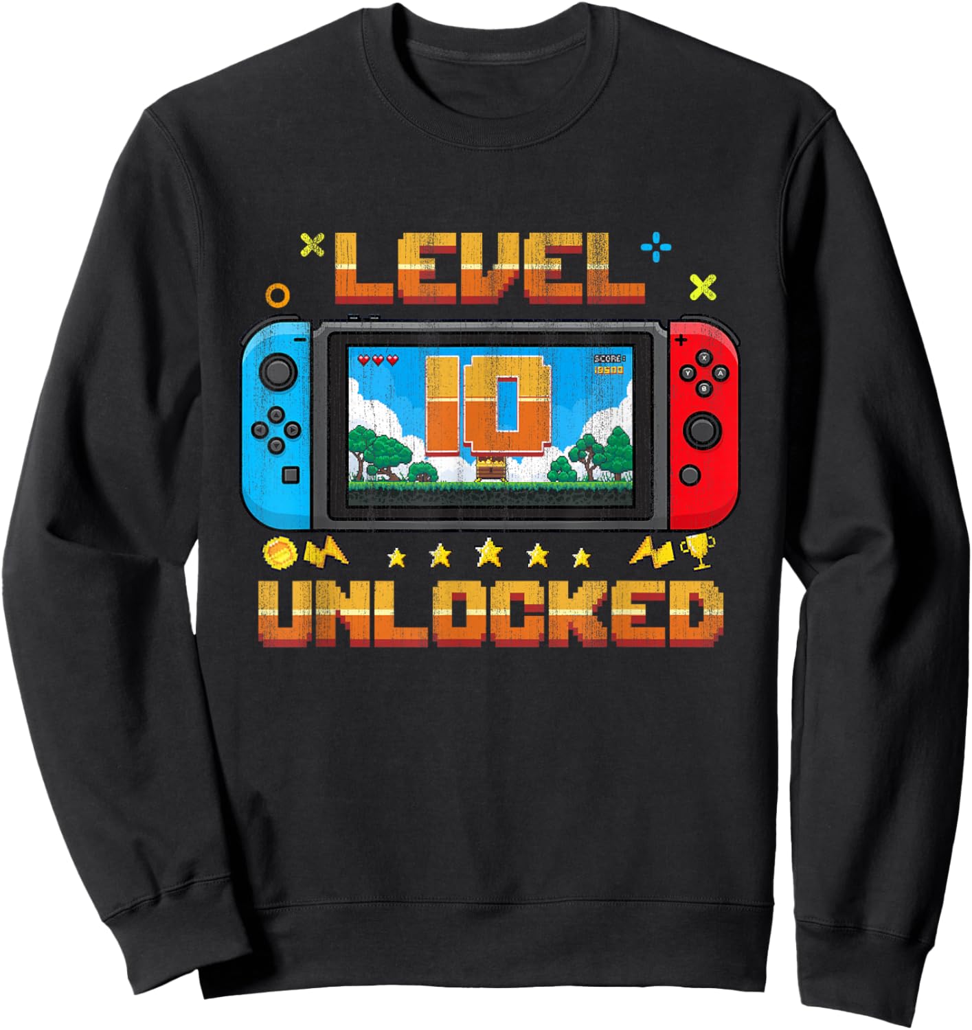 Gaming Gift Boys Level 10 Unlocked 10th Birthday Video Gamer Sweatshirt - Sweatshirt | Black