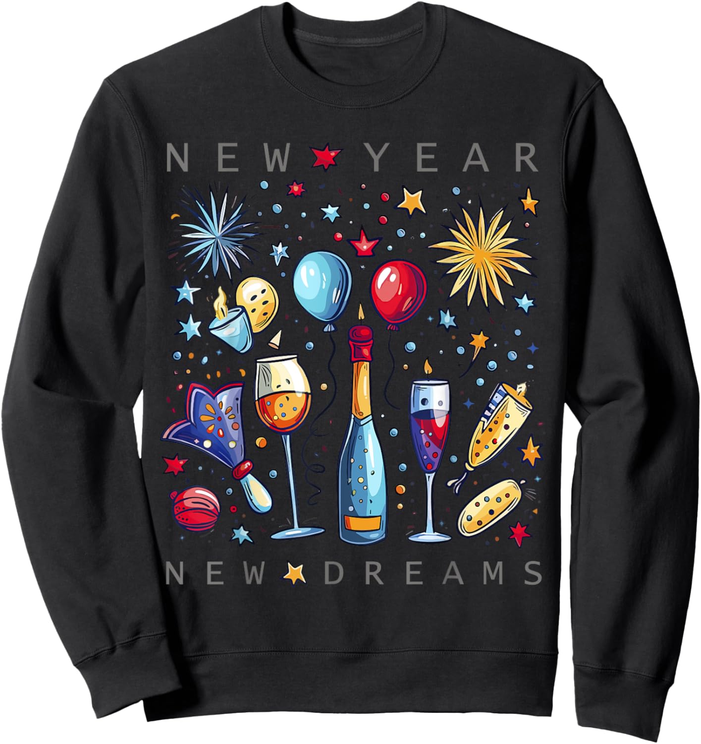 Happy New Year New Dreams 2025 Family Matching Fireworks Sweatshirt - Sweatshirt | Black