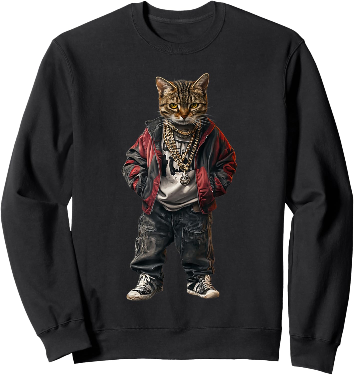 Thug Gangster Life Cat For Hip Hop Fans Meme and Cat lovers Sweatshirt - Sweatshirt | Black