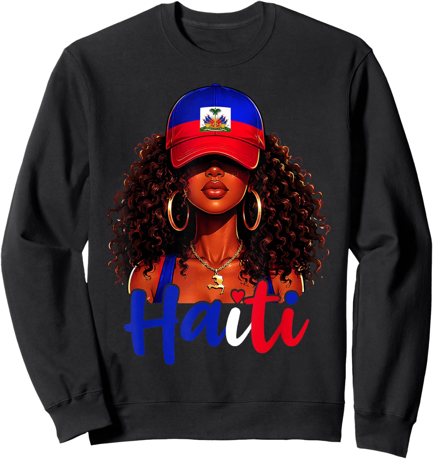 Haitian Princess Haiti Flag Melanin for Black Girls Women Sweatshirt - Sweatshirt | Black