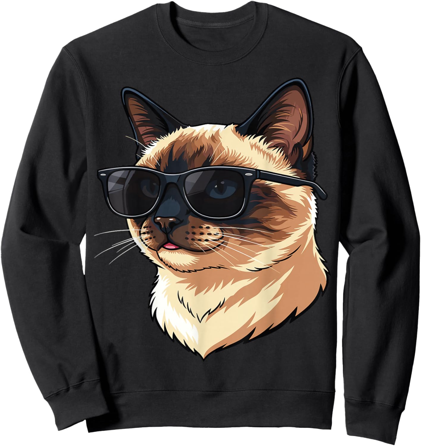 Cool Siamese Cat Wearing Sunglasses Funny Cats Lover Pets Sweatshirt - Sweatshirt | Black