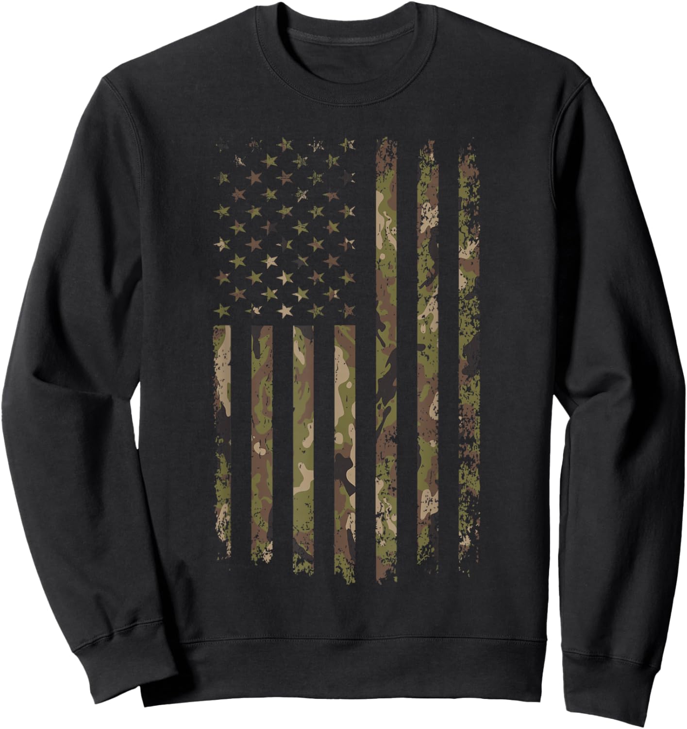 Camo American Flag USA Camouflage Men Boys Women Girls Kids Sweatshirt - Sweatshirt | Black