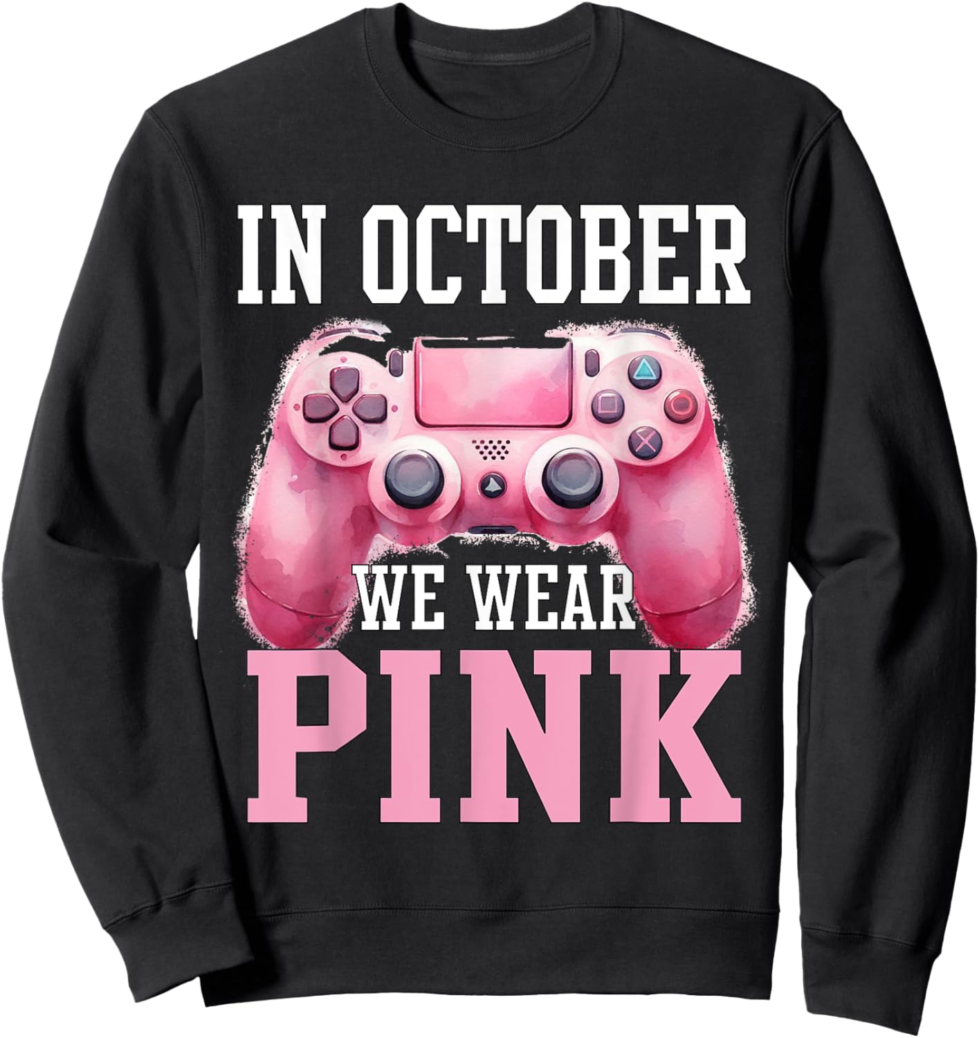 In October We Wear Pink Breast Cancer Gaming Kids Boys Youth Sweatshirt - Sweatshirt | Black