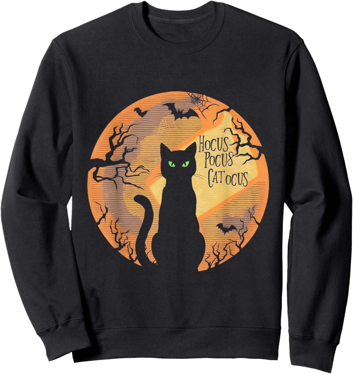 Hocus Pocus Catocus Halloween Black Cat Lover Sweatshirt - Sweatshirt | Black