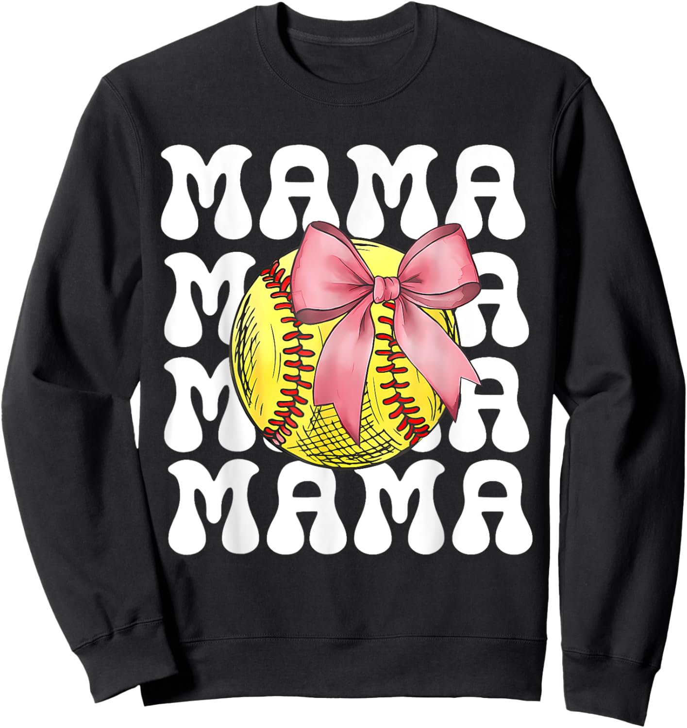 Women Softball Mama Sweatshirt - Sweatshirt | Black