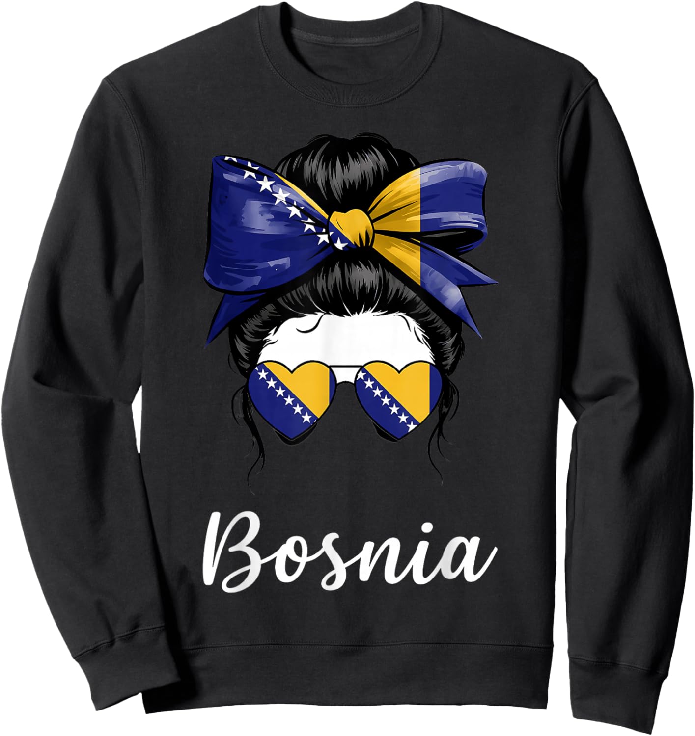 Bosnia and Herzegovina Roots Bosnian Flag Sweatshirt - Sweatshirt | Black