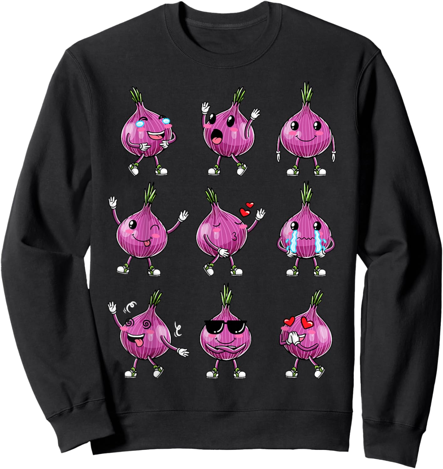 Red Funny Onion Sweatshirt - Sweatshirt | Black