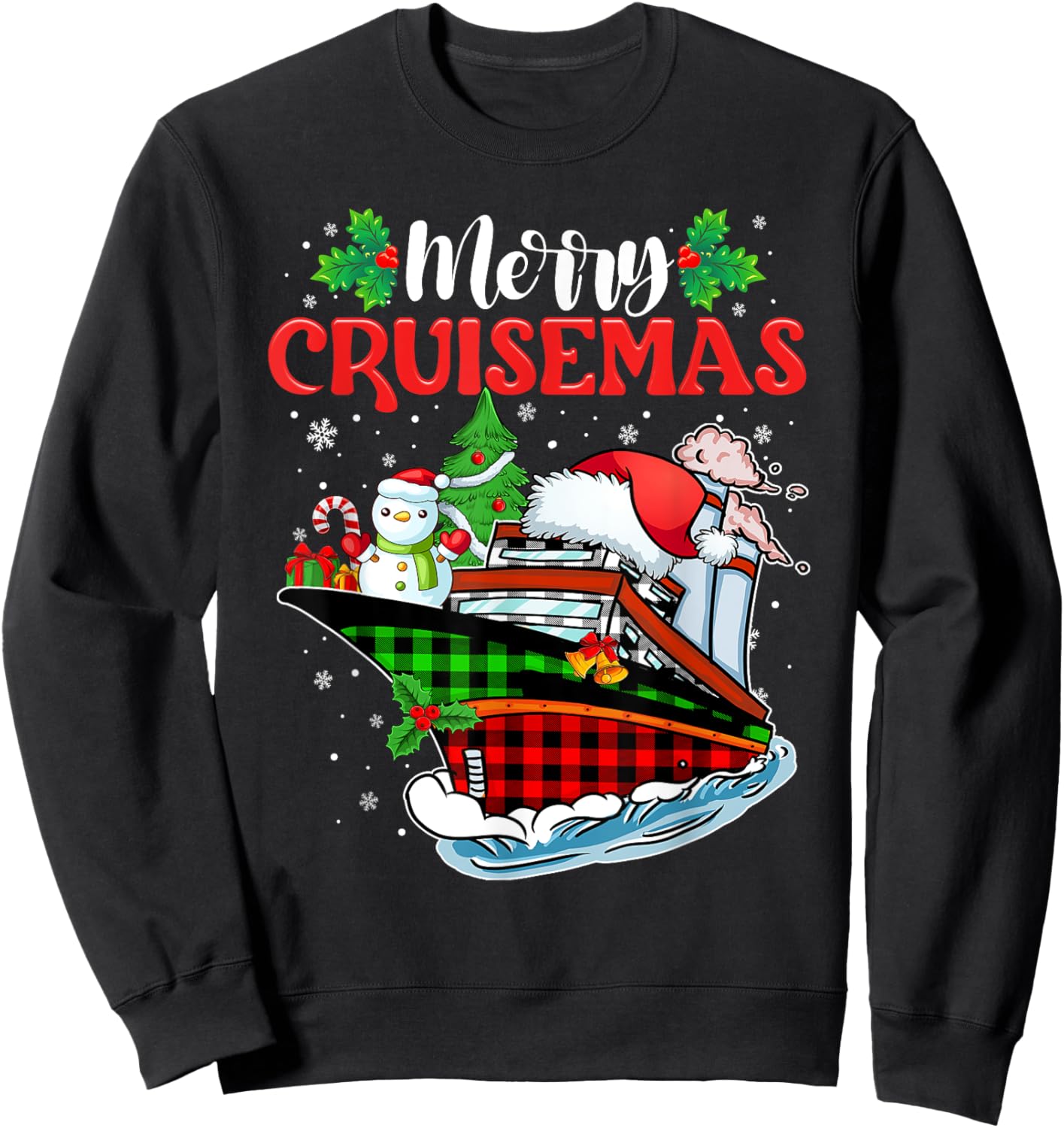 Merry Cruisemas 2025 Christmas Santa Reindeer Cruise Ship Sweatshirt - Sweatshirt | Black