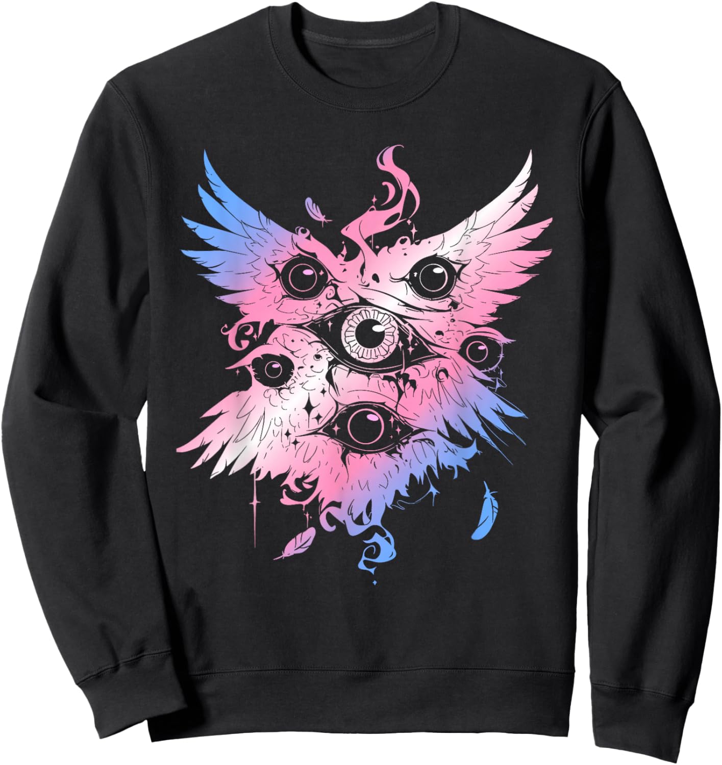 Biblically Accurate Angel Seraphim Trans Pride Weirdcore Sweatshirt - Sweatshirt | Black
