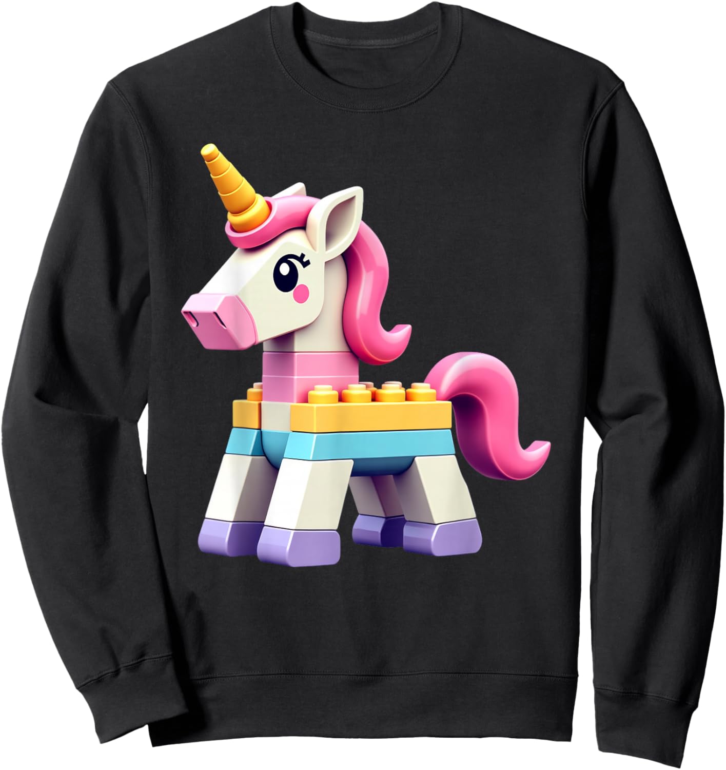 Master Builder Bricks Blocks Play Toys Unicorn Girls Kids Sweatshirt - Sweatshirt | Black