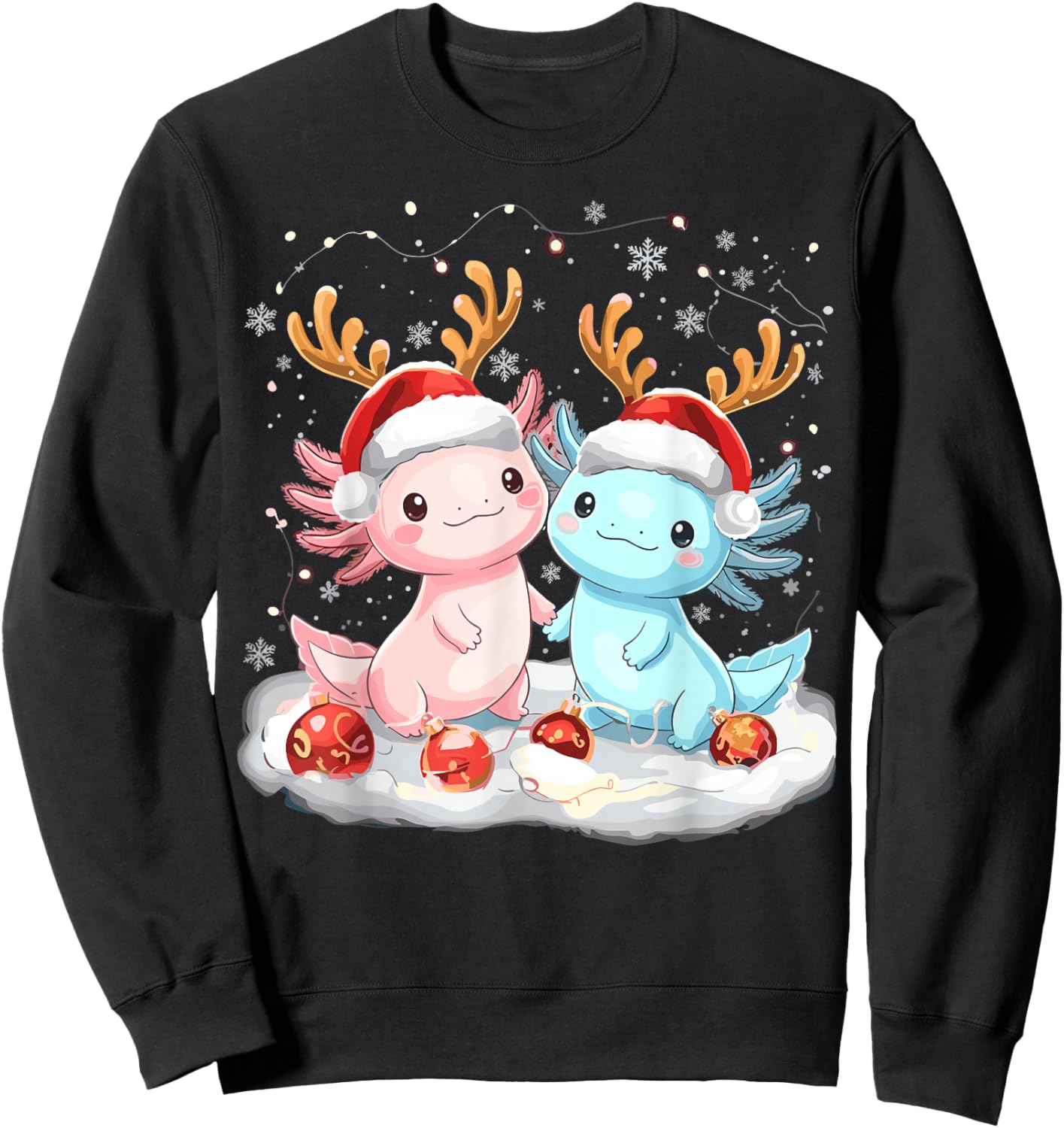 Christmas Axolotl Reindeer Xmas Sweatshirt - Sweatshirt | Black