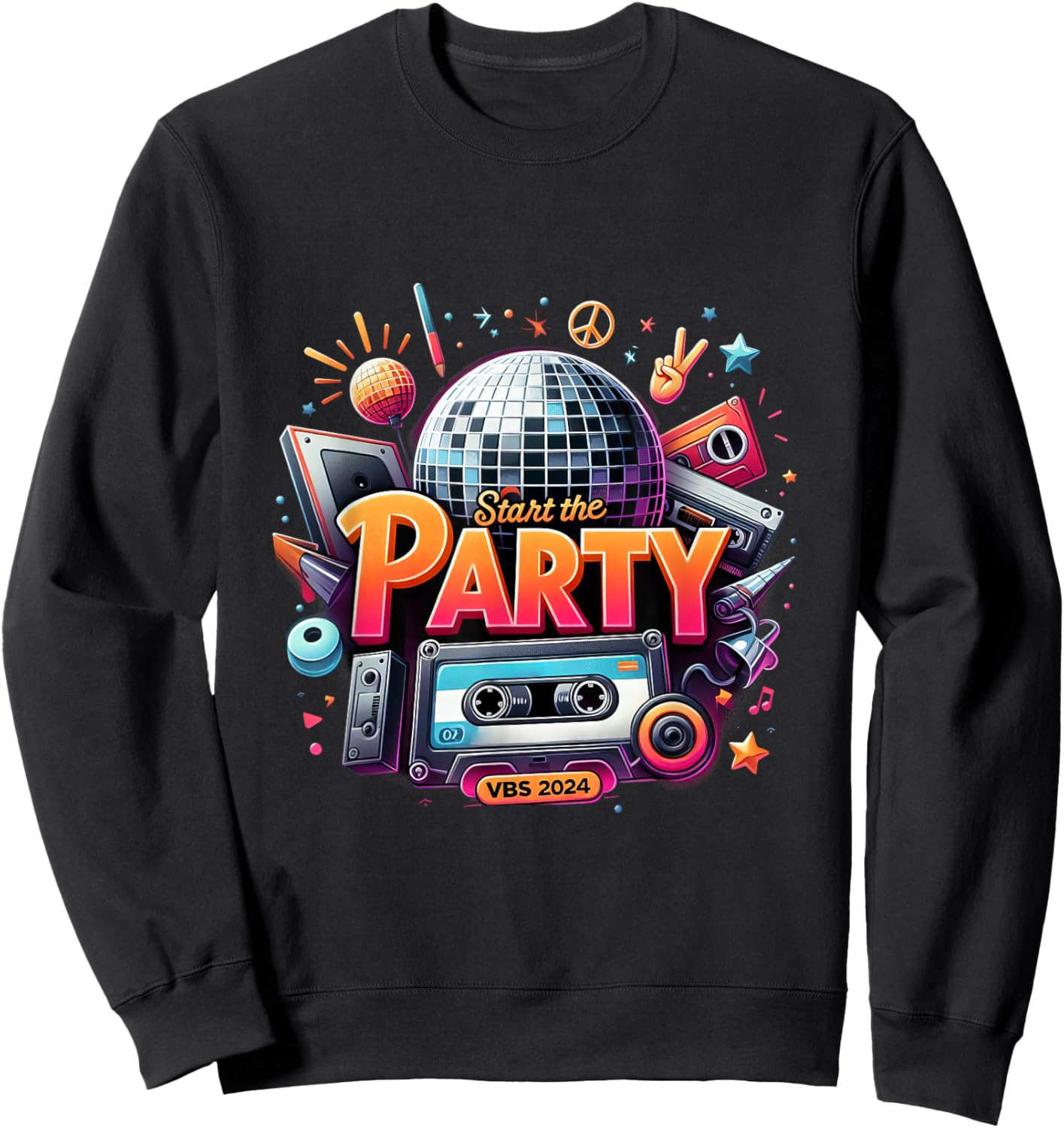 Start The Party Vacation Bible School 2024 Funny VBS 2024 Sweatshirt - Sweatshirt | Black