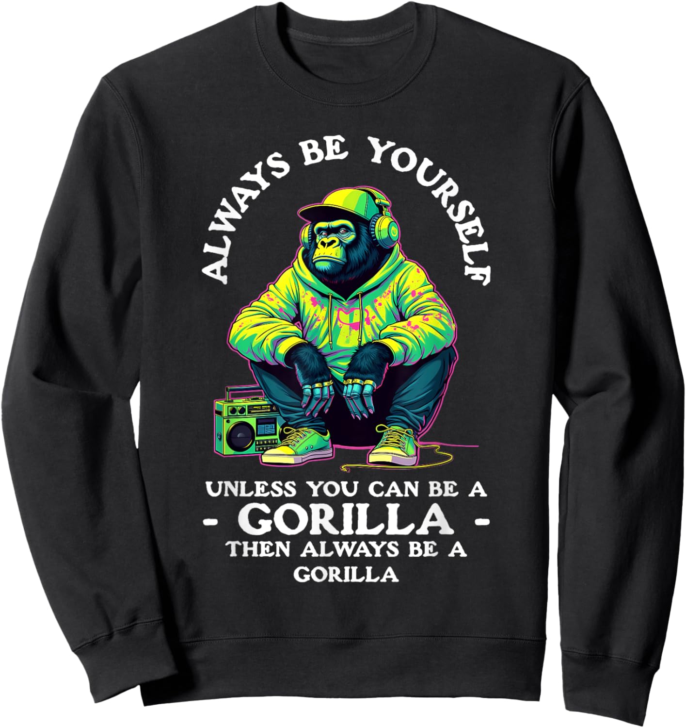 Funny Gorilla Art Women Primate Animal Gorilla Lover Sweatshirt - Sweatshirt | Black